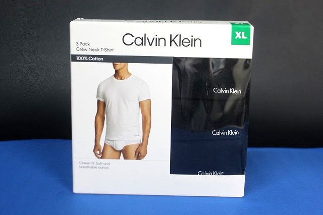 正規品 Calvin Klein カルバンクライン メンズ クルーネック Tシャツ ブラック 3枚セット サイズXL拍卖