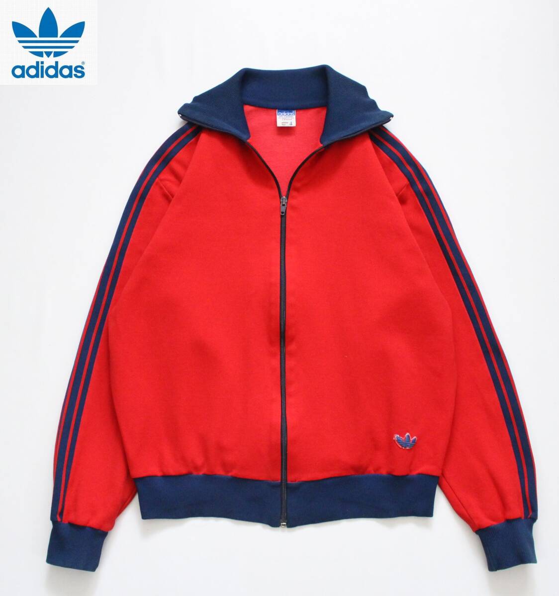 70s'【 adidas 】ジップ トラックトップ 4 ジャケット ジャージ 西ドイツ ヴィンテージ 小松菜奈 松田優作 トレフォイル ADS-3F デサント拍卖