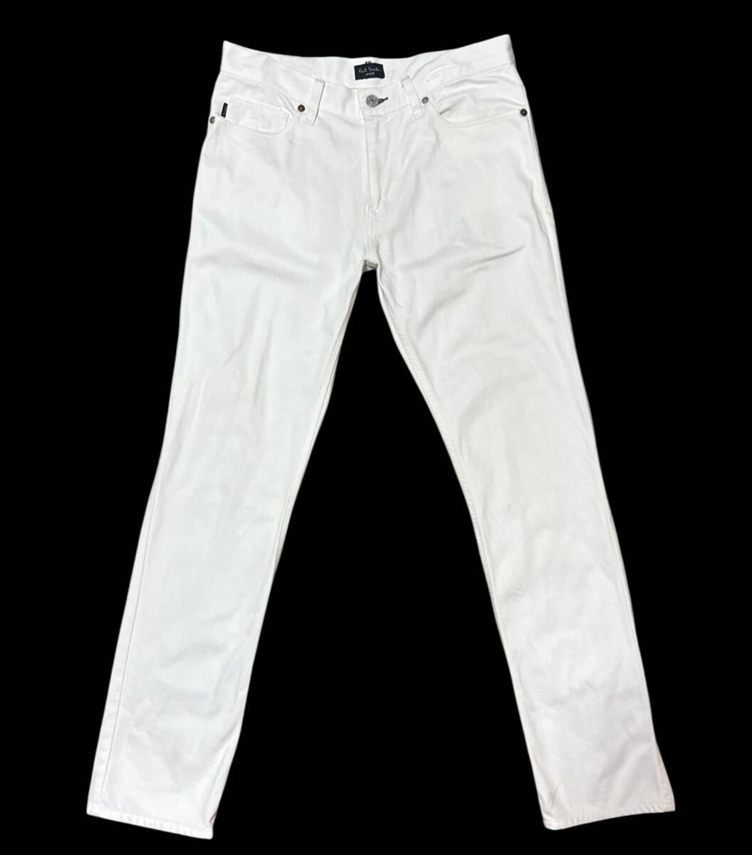 ▲ Paul Smith JEANS ポールスミスジーンズ ▲ バックポケットレイヤードデザイン スリムストレート コットン パンツ ホワイト L拍卖