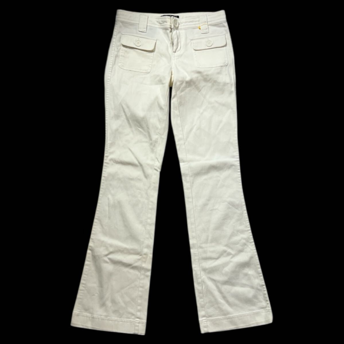 ■ POLO JEANS RALPH LAUREN ポロ ジーンズ ラルフローレン ■ ロゴ 刺繍 ストレッチ ブーツカット パンツ ホワイト 2拍卖