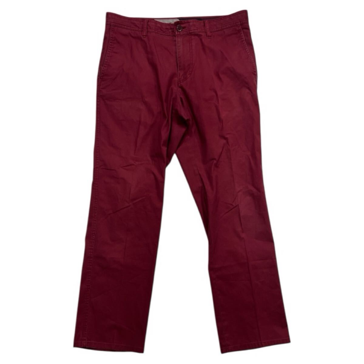 ■ BURBERRY LONDON バーバリー ■ ロゴ プレート ストレッチ カラーパンツ レッド LL拍卖