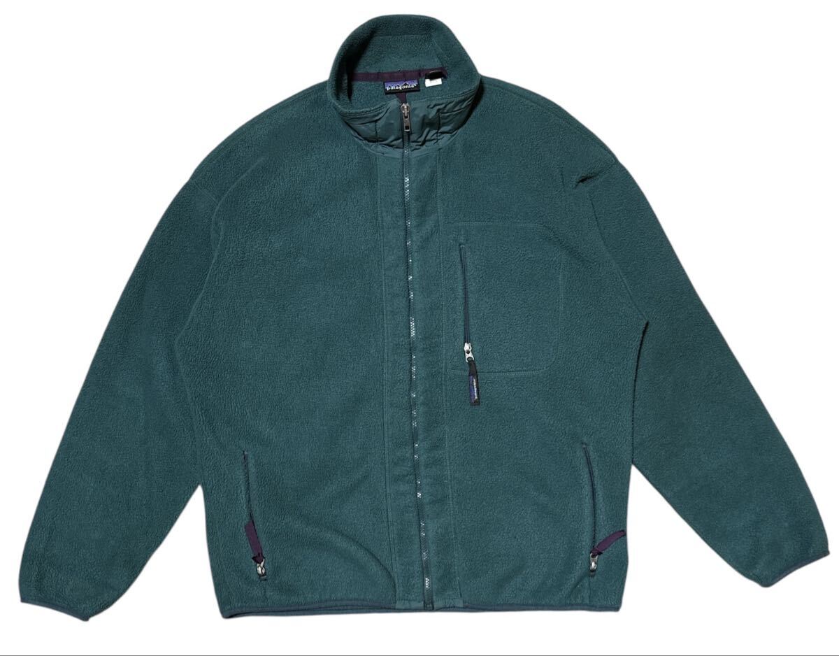 90s 98年 USA製 ヴィンテージ ▲ patagonia パタゴニア▲ 25400 F8 フルジップ シンチラ フリースジャケット グリーン系 L拍卖