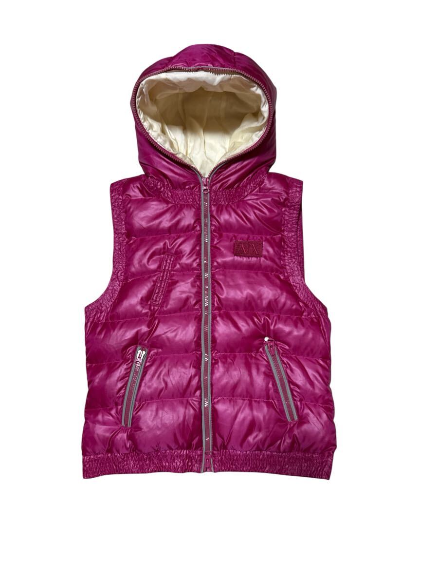 ▲ A/X ARMANI EXCHANGE アルマーニ エクスチェンジ ▲ ロゴ刺繍 ナイロン フーディー ダウンベスト ピンク XS拍卖