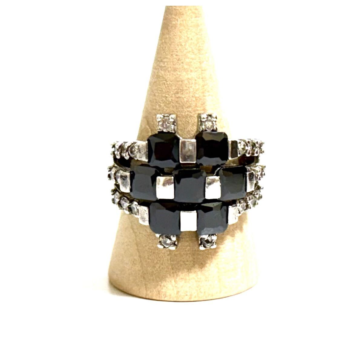 シルバー925 sterling スターリング カットオニキス リング 指輪 幅広拍卖