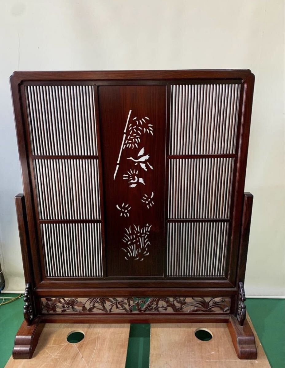 唐木 衝立 透かし彫り 花梨 家具 インテリア ついたて パーテーション★直接引き取り大歓迎 中国 古美術品拍卖