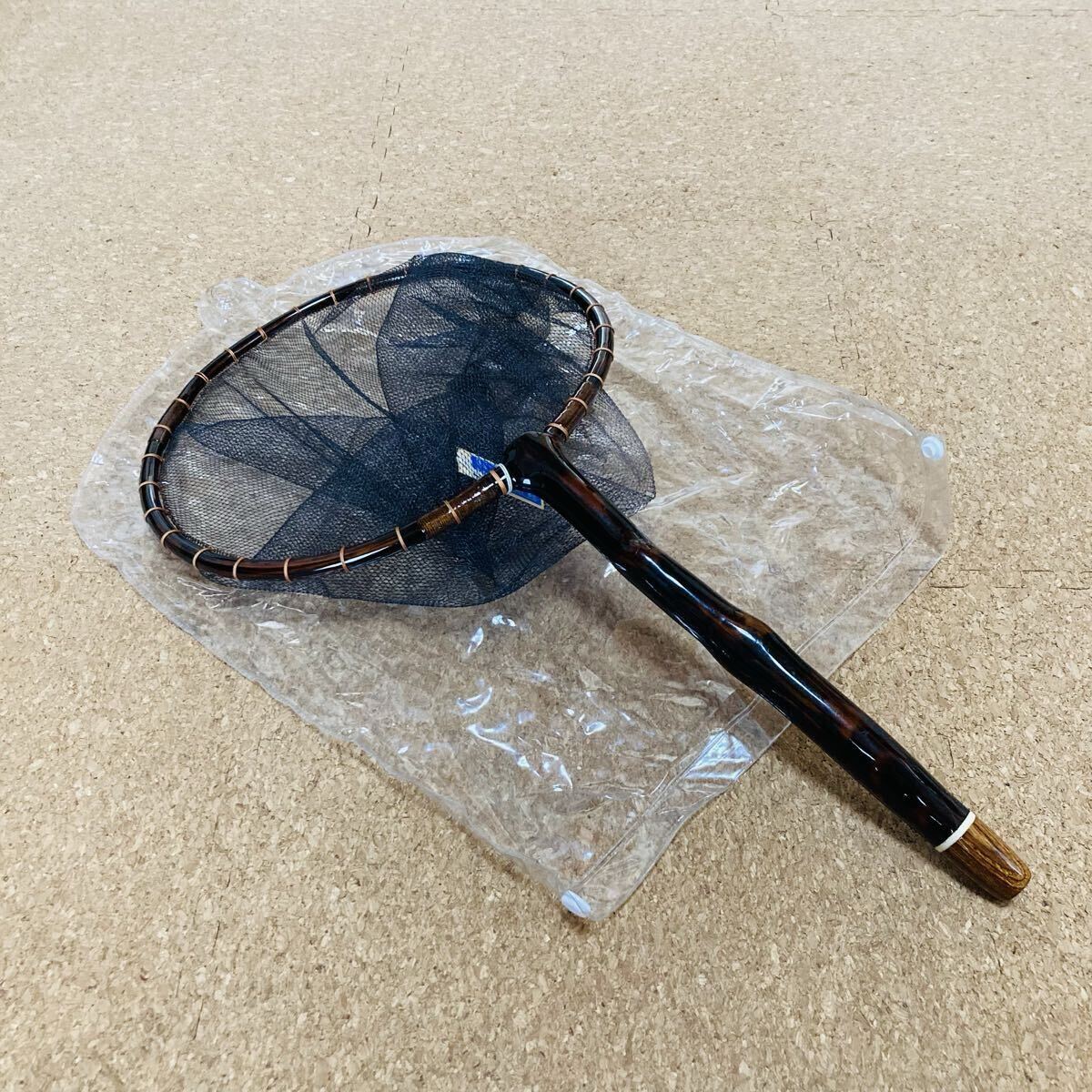 あまご天然木籐巻 限定 強化木付 2.0mm網付き 8寸 未使用品 玉網 ネット 渓流ダモ アマゴ拍卖
