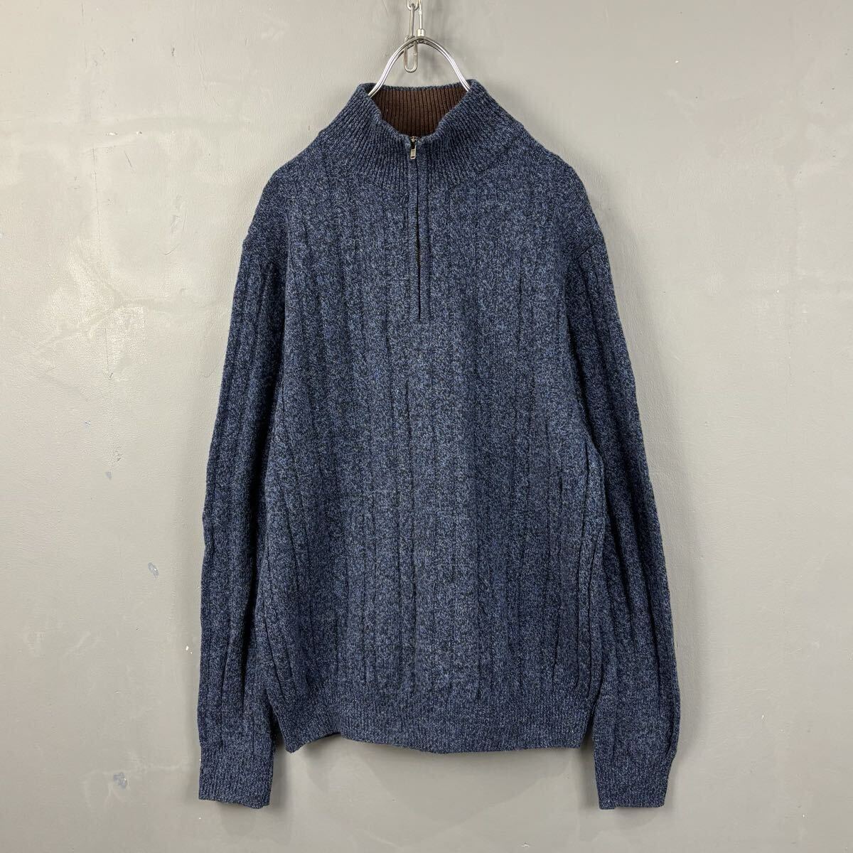 Brooks Brothers ブルックスブラザーズ ケーブルニット セーター ハーフジップ プルオーバー ウール ネイビー 紺 メンズ 19-52-6575拍卖