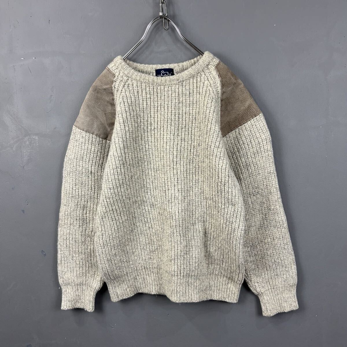 80s Vintage Woolrich ウールリッチ ハンティング ウール ニット パークレインジャー セーター パッチ 本革 ヴィンテージ メンズ拍卖