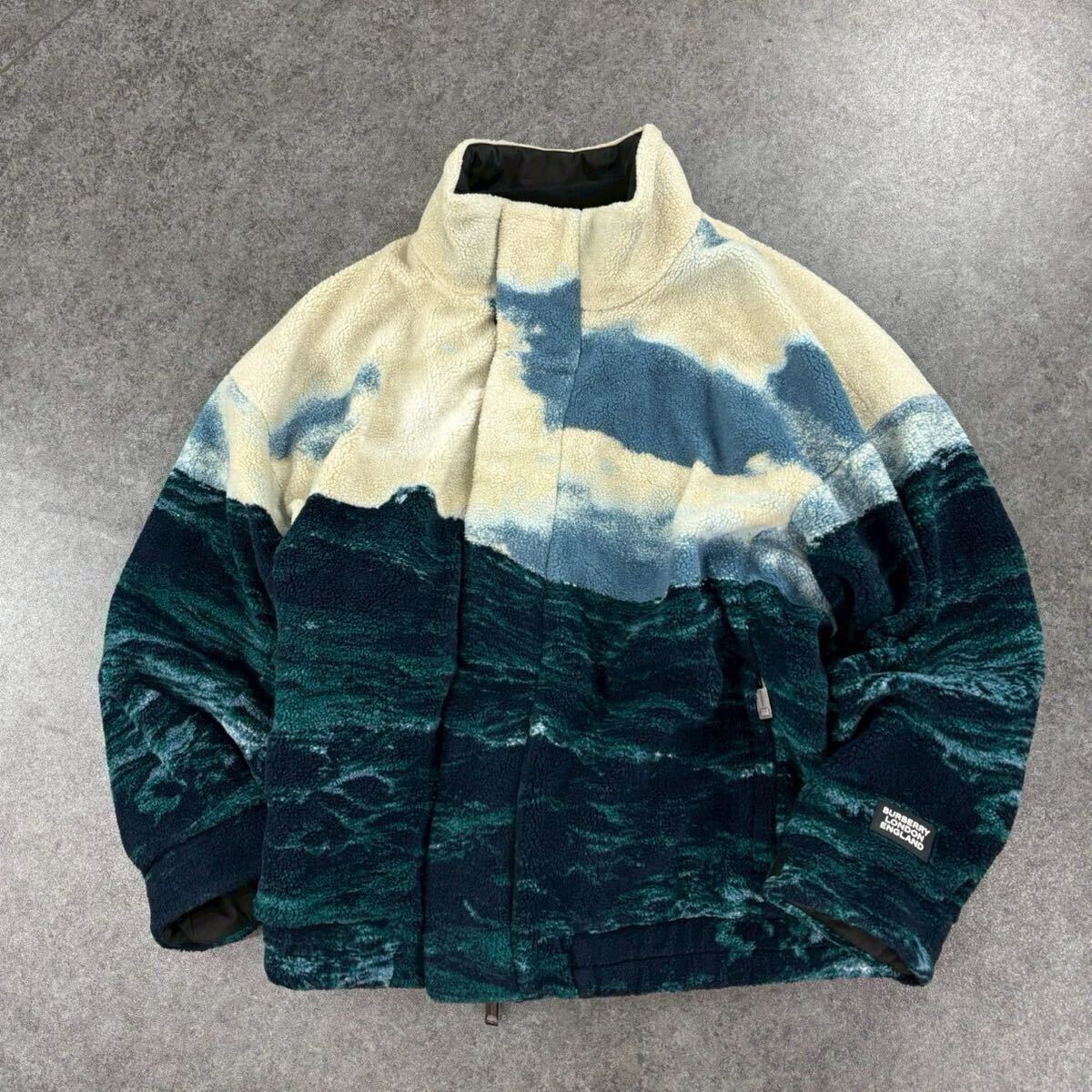 BURBERRY Sea Landscape Print バーバリー シーランドスケーププリント ボアフリース ジャケット ブルゾン 防寒 オーバーサイズ メンズ 54拍卖