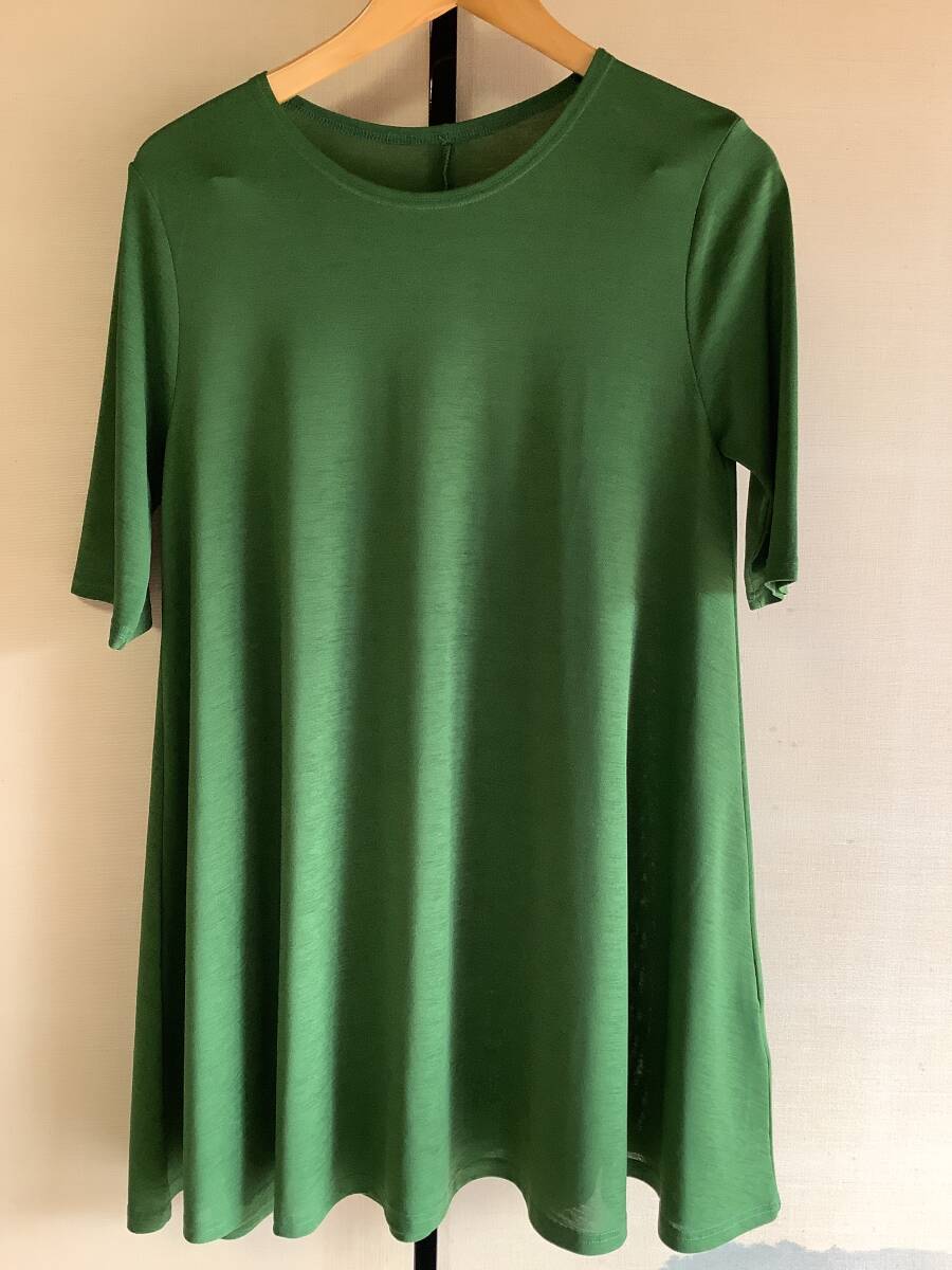 ワンピース チュニック グリーン 半袖 サイズM拍卖