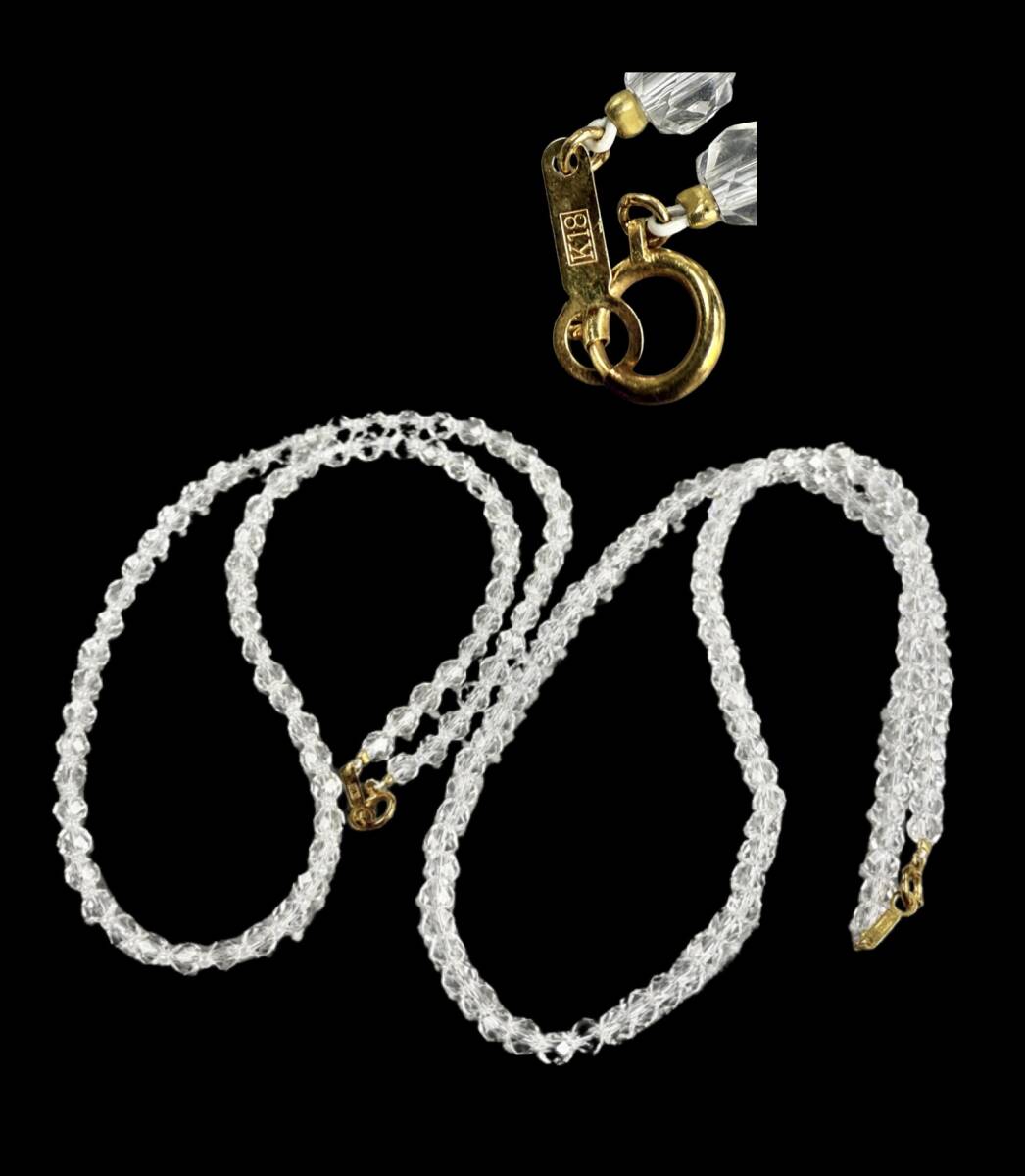 【偲】■極美品■ k18 金 水晶 ネックレス 一対 首飾り アクセサリー 重約19g 長約18.5cm y-399拍卖