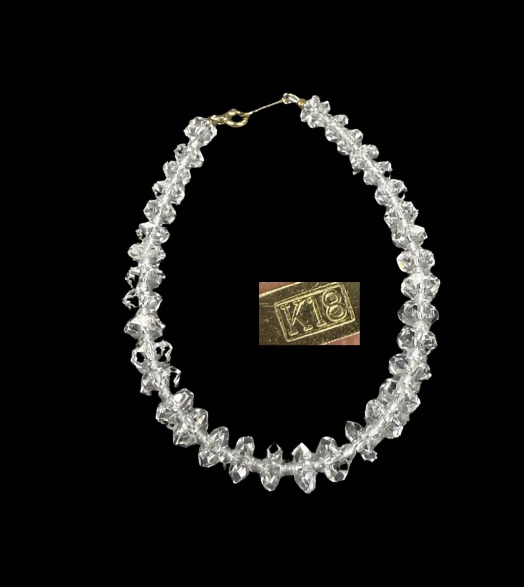 【偲】■極美品■ K18 金 水晶 ブレスレット、バングル 首飾り アクセサリー 長約17cm 重約6.24g y-598拍卖
