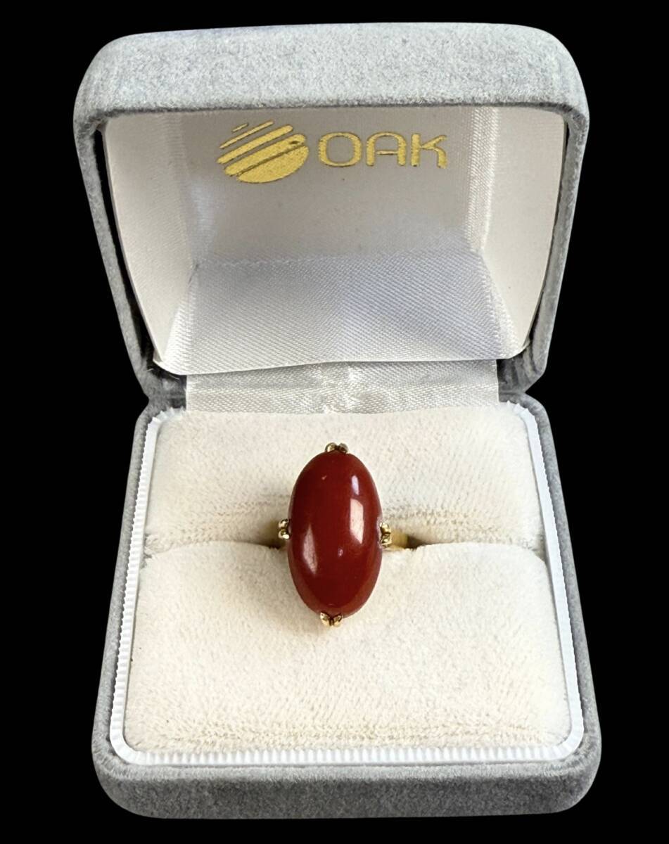 【偲】■極美品■ k18刻印有 赤珊瑚 指輪 旧家蔵出 首飾り アクセサリー 重約 5.52g 9号 y-681拍卖