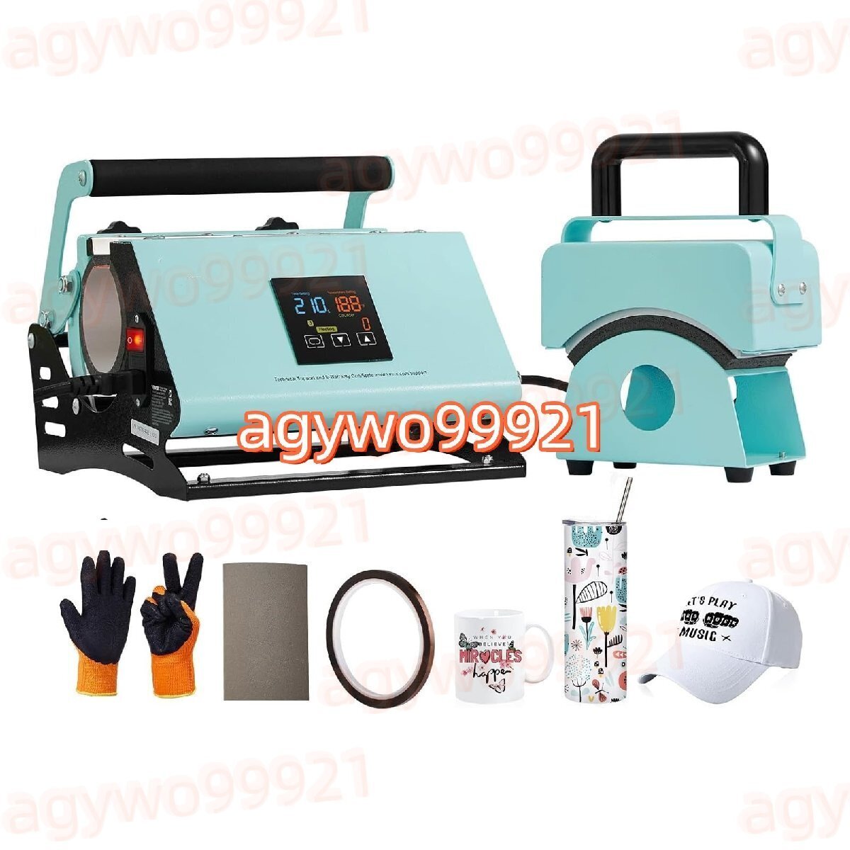 2 in 1 タンブラー&帽子 熱プレス機 30oz 熱転写機 温度と時間個別設定 デジタル表示 圧力調整 小型キャップ機 DIYオリジナル帽子作成拍卖