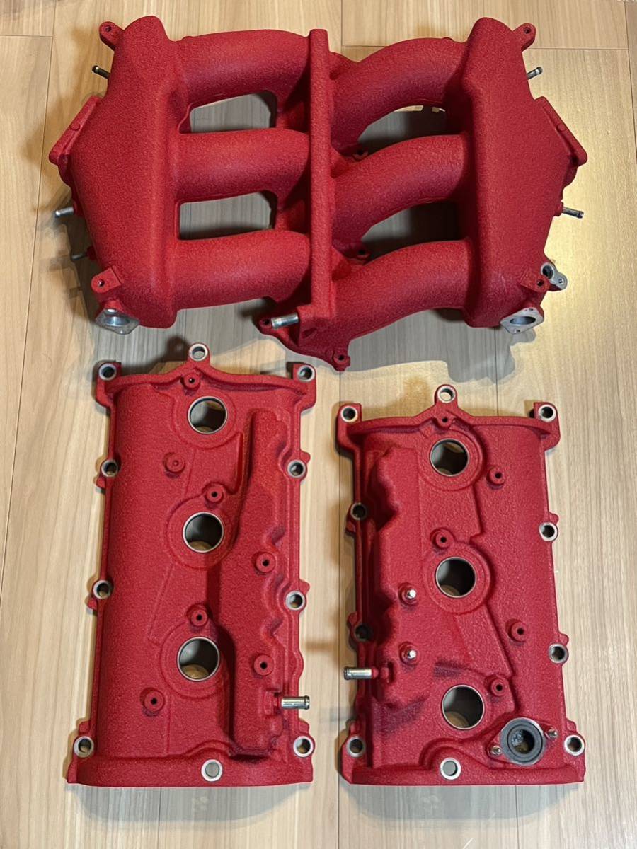 ■■■特注 塗装作業工賃 R35 ヘッドカバー インテークマニホールド 赤結晶塗装品 GTR VR38DETT V6 カムカバー タペットカバー拍卖
