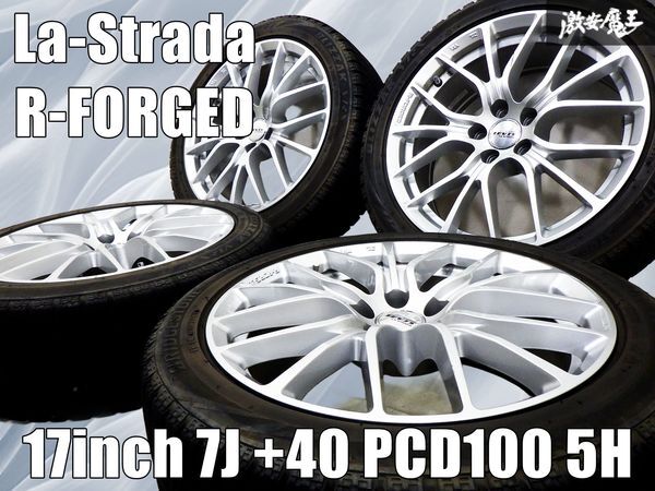 阿部商会 La-Strada ラ・ストラーダ R-FORGED 鍛造17インチ 7J +40 PCD100 5穴 215/45R17 タイヤ付 ホイール 4本 即納 棚48X拍卖