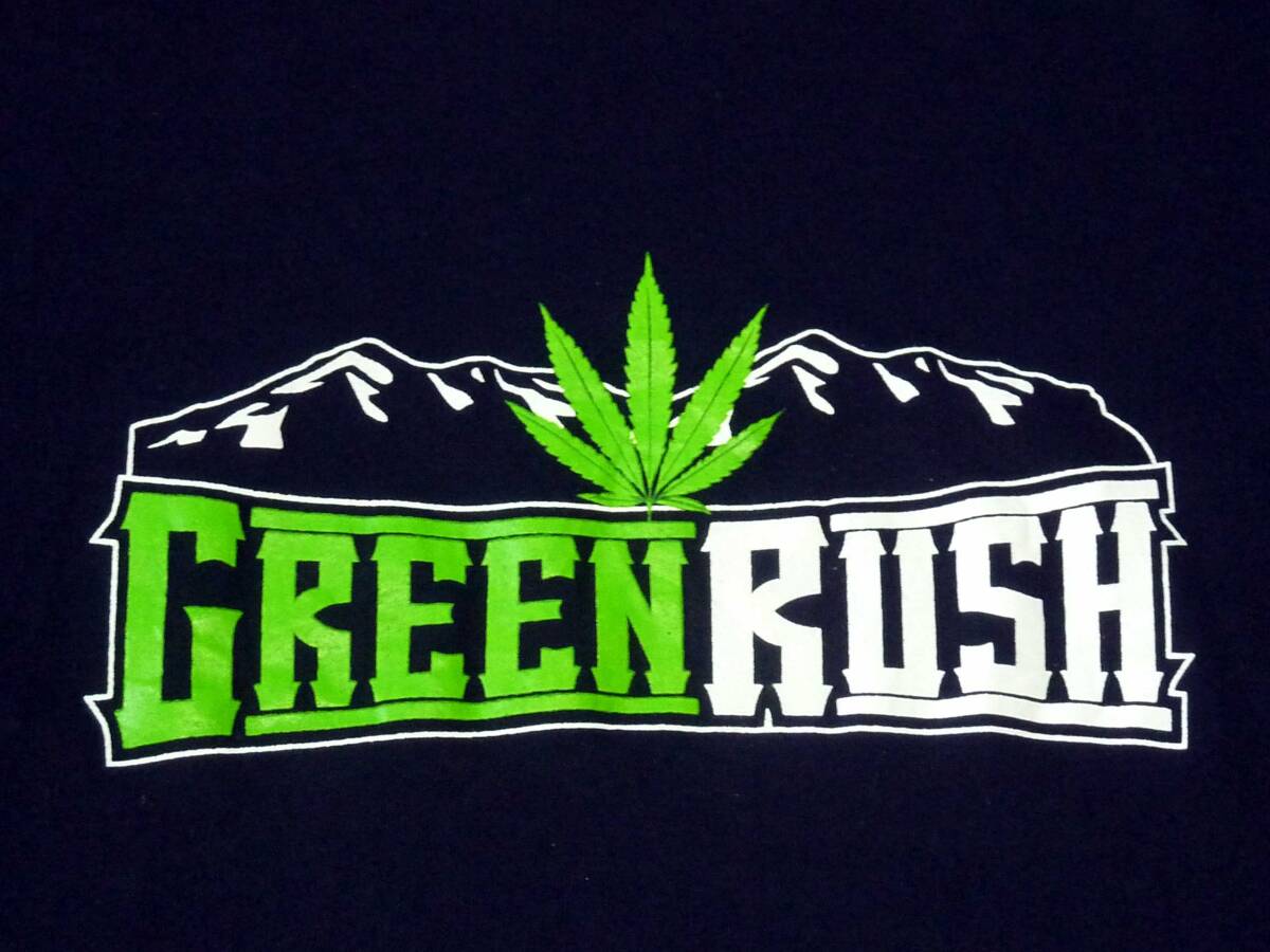 【y5764-I】送料270円~◆GREEN RUSH Tシャツ/L/リーフデザイン◆検索420マリファナチーチョンアメリカ拍卖