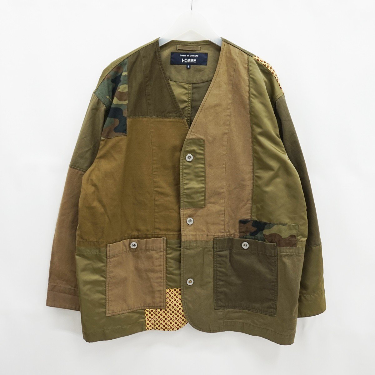 ◇【COMME des GARCONS HOMME コム デ ギャルソン オム】25SS 綿オックス×多素材MIX ノーカラージャケット HO-J017 AD2024 S拍卖