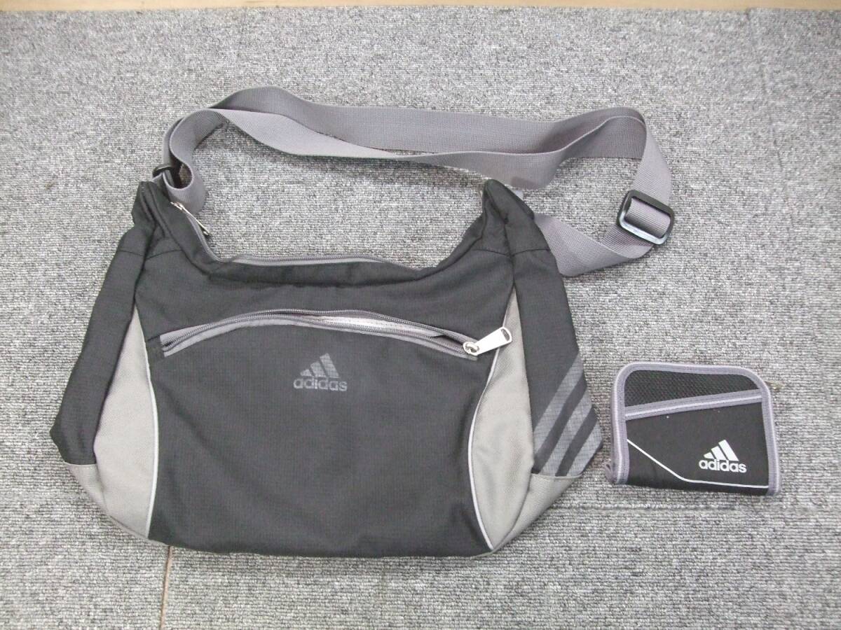 ADIDAS アディダス ショルダー バック かばん 鞄 財布 さいふ セット 黒 ブラック拍卖