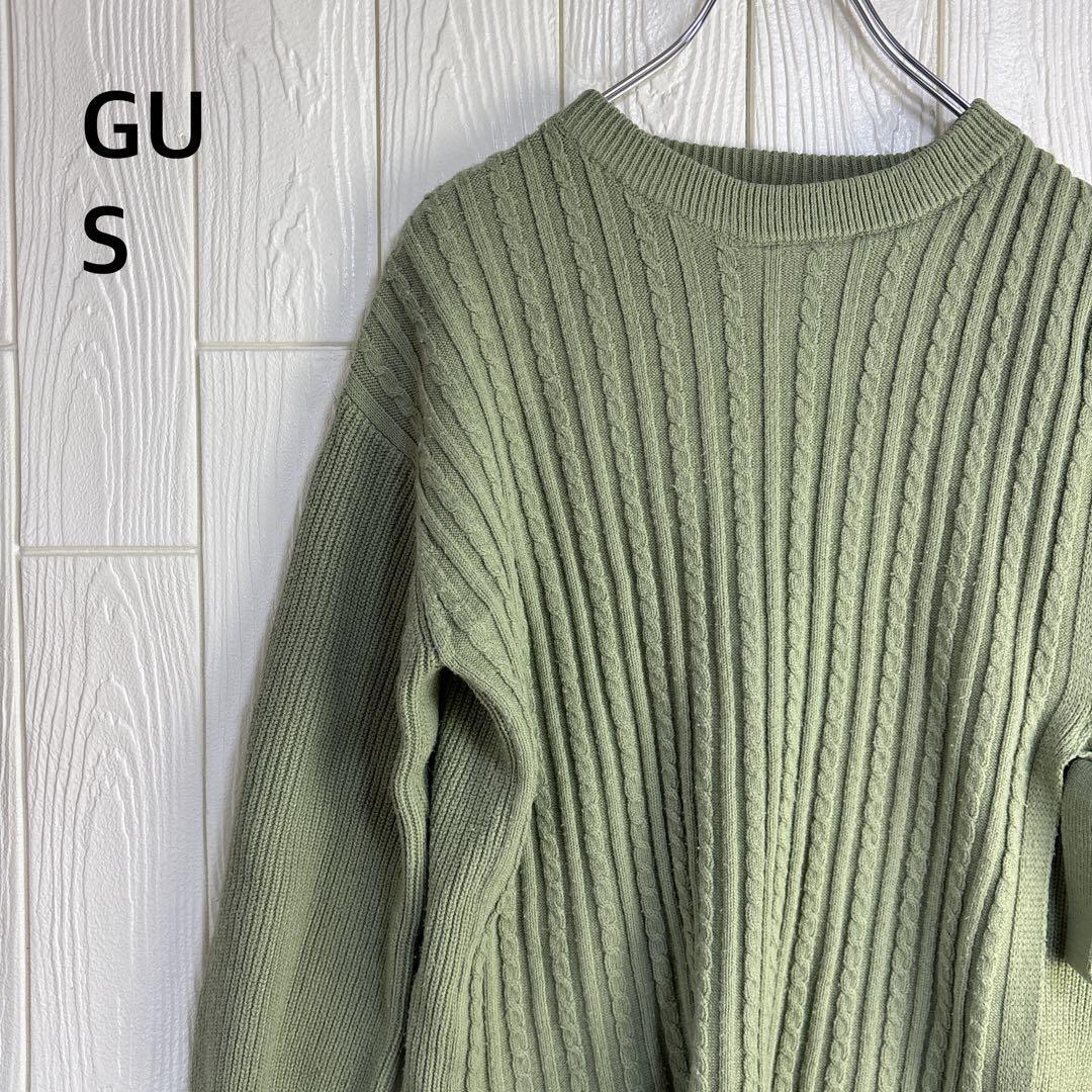 GU オリーブグリーン ニット S サイド腰紐デザイン拍卖