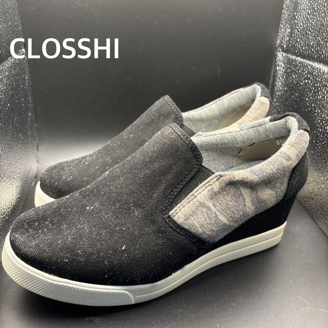 CLOSH ブラック スリッポン かかと約4センチ拍卖