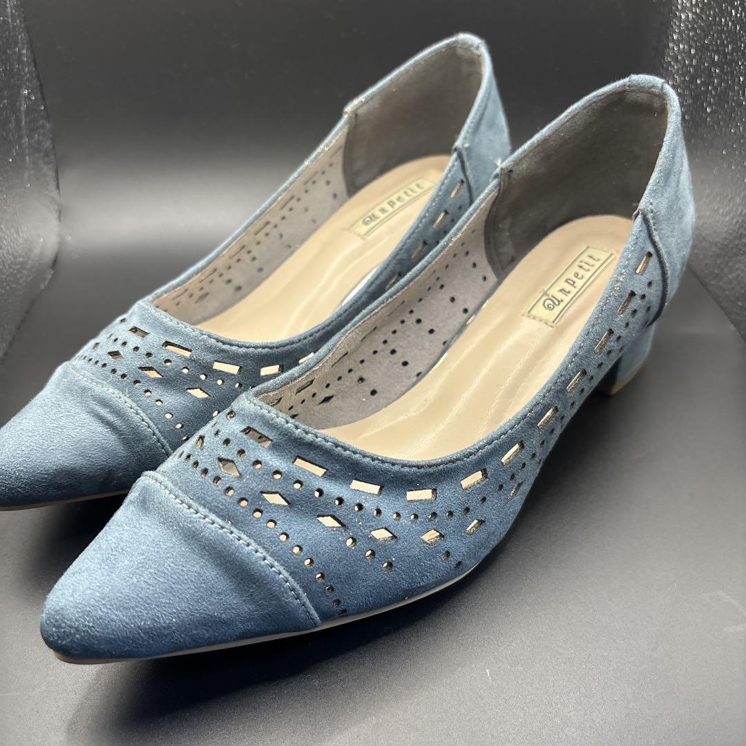 Unpetit 青 スエード調 カットアウトパンプス拍卖