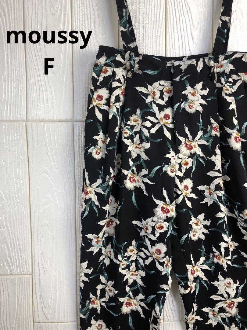 moussy フラワープリント ブラックパンツ ウエスト64cm拍卖