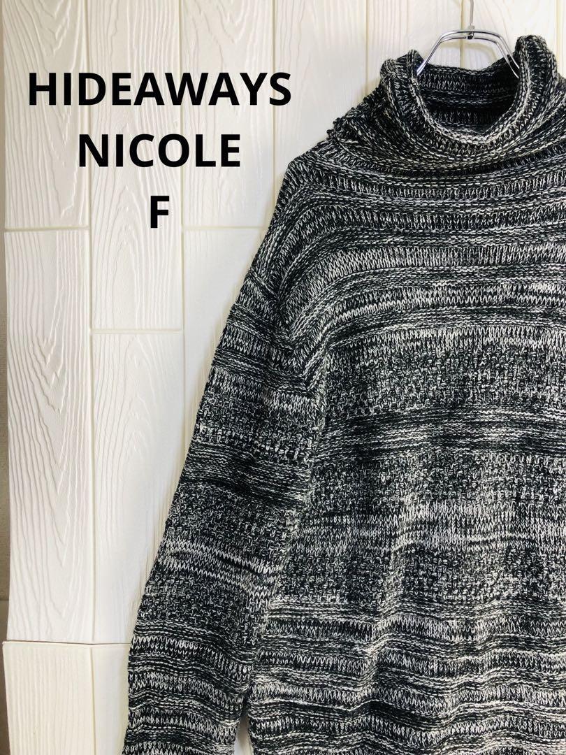 HIDEAWAYS NICOLEブラック・ホワイトストライプ 長袖ニットセーター拍卖