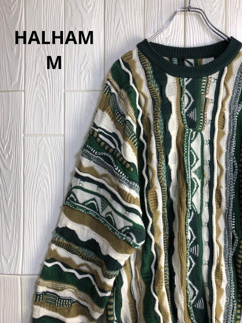 HALHAM ストライプ模様 ニットセーター ハイゲージ Mサイズ拍卖