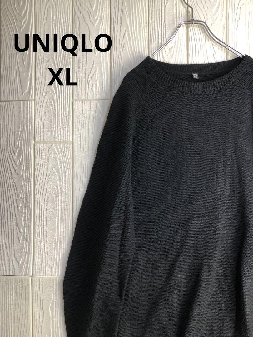 UNIQLO 黒ニットセーター ハイゲージ オーバーサイズ XL拍卖