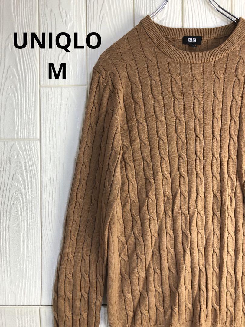 UNIQLO ベージュ ケーブル編み ニットセーター Mサイズ拍卖