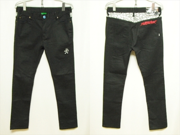 【M392】送料無料★美中古品★PUNKDRUNKERS パンクドランカーズ ストレッチ スキニーパンツ Lサイズ バックスカルデザイン ロゴ刺繍拍卖