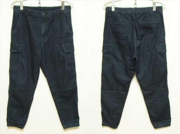 【M426】送料無料★良品★UNIQLO ユニクロ デニム ジョガー カーゴパンツ 321-470597 Mサイズ インディゴブルー ストレッチ ジーンズ拍卖