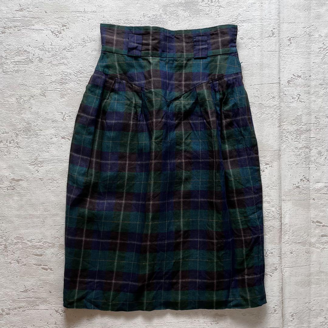 YVES SAINT LAURENT タータンチェック柄 スカート 秋冬 M1拍卖