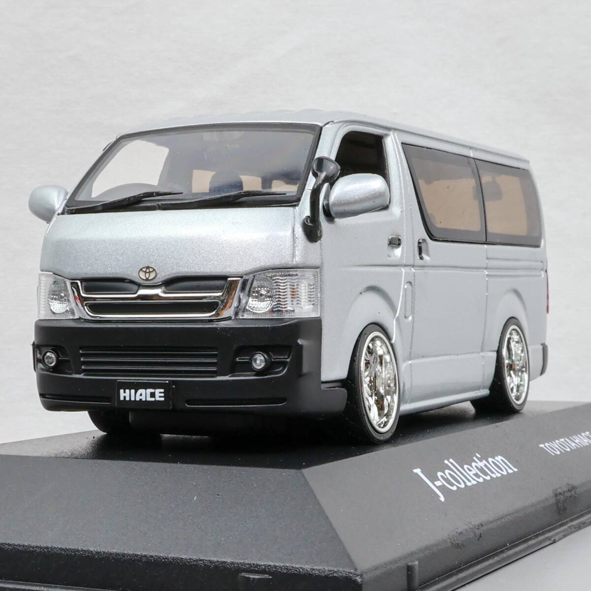 京商 j-collection TOYOTA HIACE BAN 改 希少品 深リム マフラー ローダウン トヨタ ハイエース バン ダイキャストカー シルバー KYOSHO拍卖