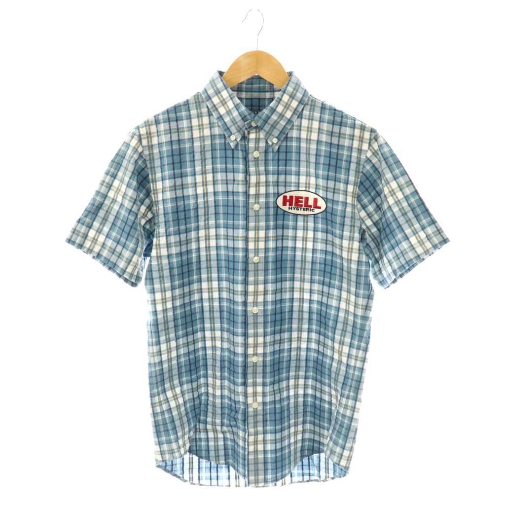 ヒステリックグラマー HYSTERIC GLAMOUR 24SS HELL刺繍ボタンダウンシャツ 半袖 チェック S マルチカラー /DO ■OS ■SH メンズ拍卖