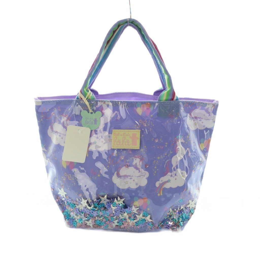 フェフェ fafa ハンドバッグ ビニール ユニコーン柄 スパンコール 紫 /MI ■OS レディース拍卖