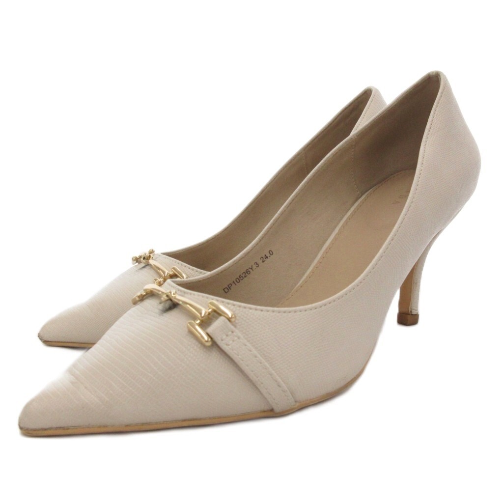 ランダ RANDA パンプス ホースビット ポインテッドトゥ 型押し 24cm グレー /JS レディース拍卖