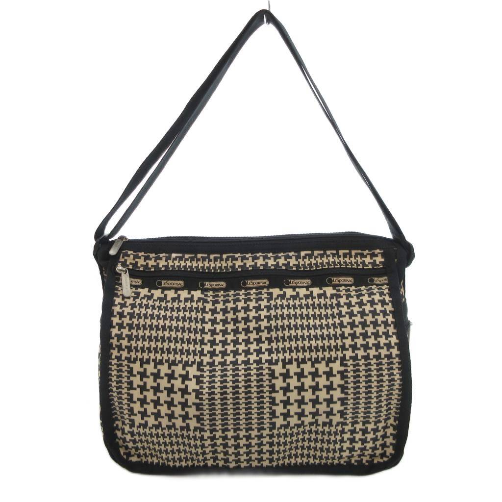 レスポートサック LesportSAC ショルダーバッグ 総柄 USA製 ベージュ 黒 ブラック /UO レディース拍卖