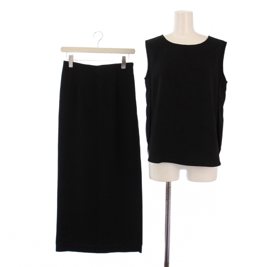 ノーブル NOBLE セットアップ 上下 カットソー ノースリーブ タイトスカート ロング 38 黒 /BM レディース拍卖