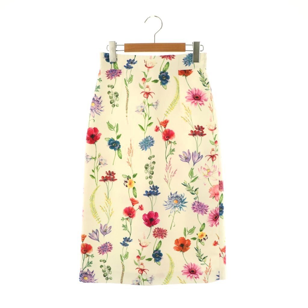 アナイ ANAYI 花柄 タイトスカート ミモレ ロング 34 白 ホワイト /AT ■OS レディース拍卖