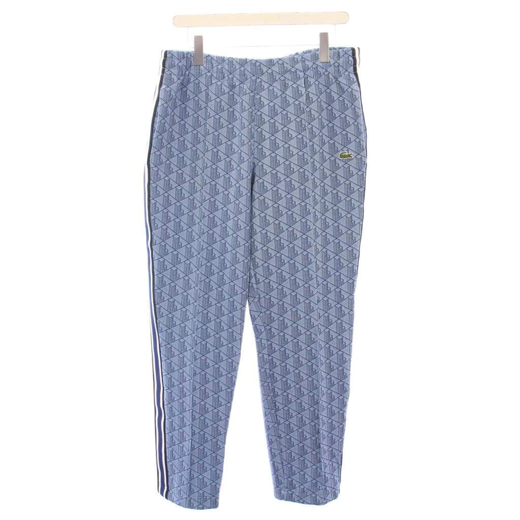 未使用品 ラコステ サイドテーピングモノグラムジャカードトラックパンツ イージー スラックス ウエストゴム ストレッチ 総柄 ロゴ 青拍卖