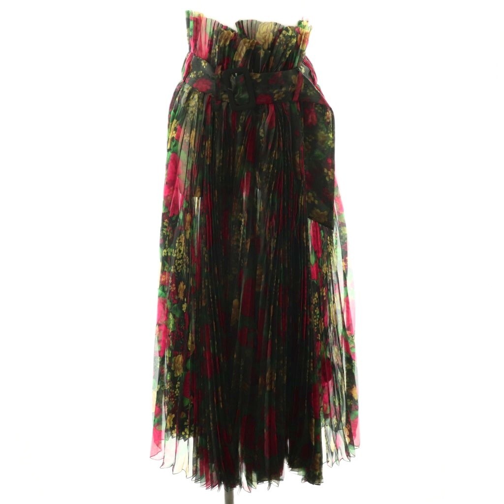 トーガ TOGA × エイチアンドエム H&M オーガンザプリーツスカート M ブラック マルチカラー /DO ■OS レディース拍卖