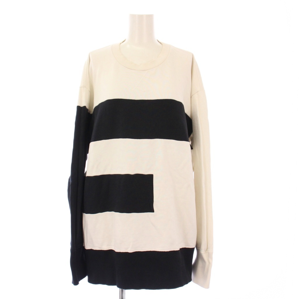 メゾンマルジェラ MM6 Maison Margiela スウェット トレーナー 長袖 バイカラー オーバーサイズ S 白 黒 S52GU0077 /KH レディース拍卖