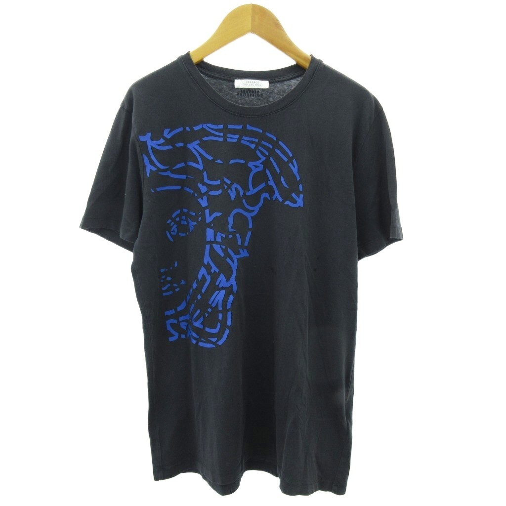 ヴェルサーチ ヴェルサーチェ VERSACE COLLECTION メデューサ Tシャツ ロゴ 紺 ネイビー S V800683 ☆AA★ メンズ拍卖