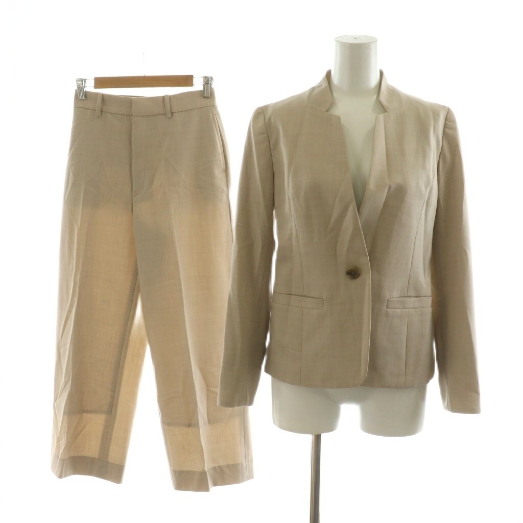 パーソンズ アンカーウーマン スーツ セットアップ スラックスパンツ ノーカラージャケット 5 ベージュ AJ205036-D AP205036-D /NQ拍卖