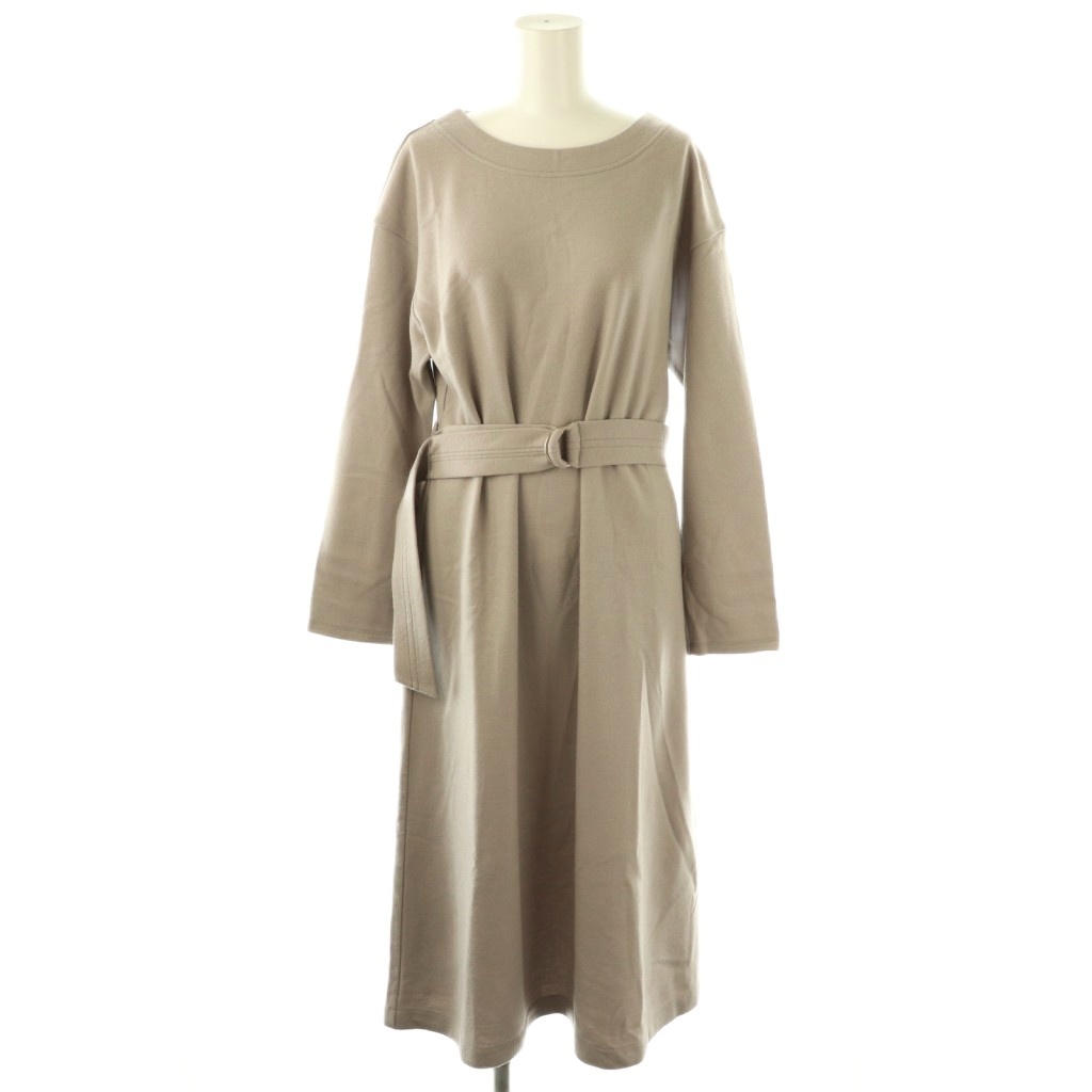 アンタイトル UNTITLED ウール 長袖 ワンピース ロング ベルト付き 2 グレージュ /DF ■OS レディース拍卖