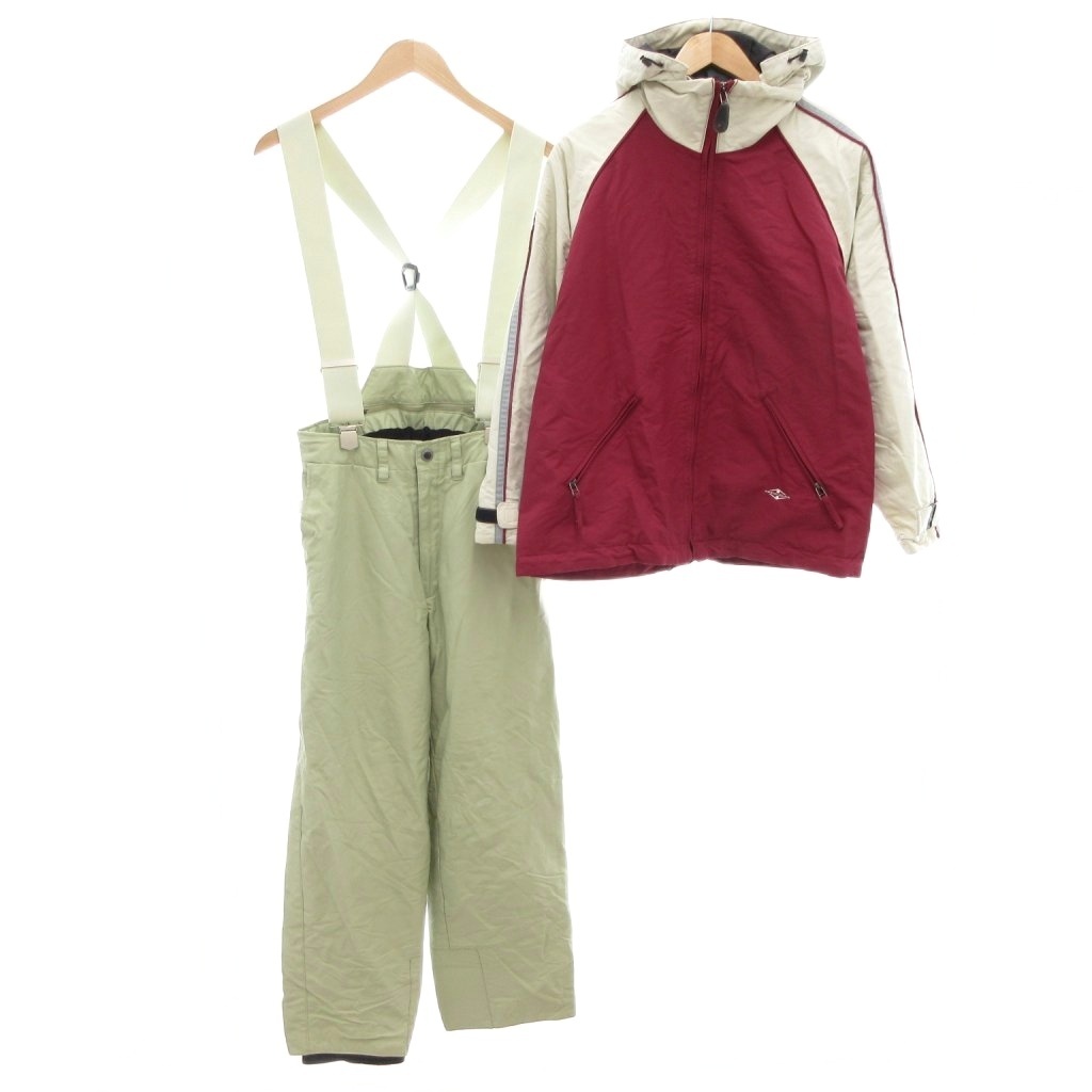 FIRE ANDICE ヴィンテージ セットアップ スキーウエア 中綿ジャケット パンツ ナイロン ベージュ 赤 レッド /AE レディース拍卖