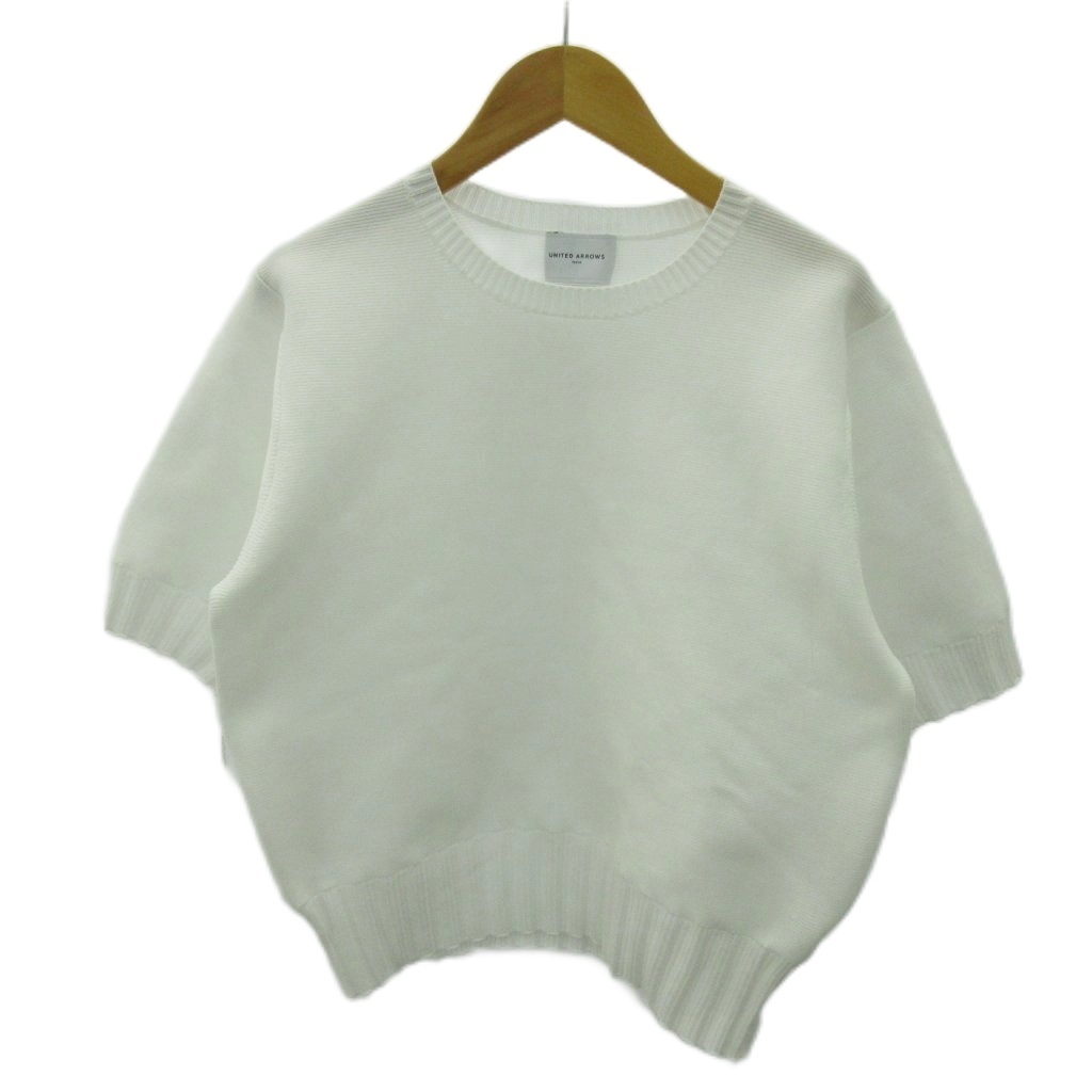 ユナイテッドアローズ UNITED ARROWS 美品 ニット カットソー 半袖 白 ホワイト 0907 ■YHS2 レディース拍卖