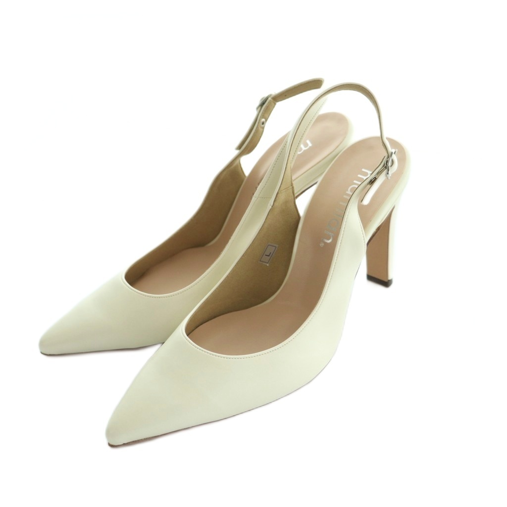 未使用品 マミアン mamian パンプス ポインテッドトゥ ハイヒール ストラップ L 24.0-24.5cm アイボリー /MI ■OS レディース拍卖